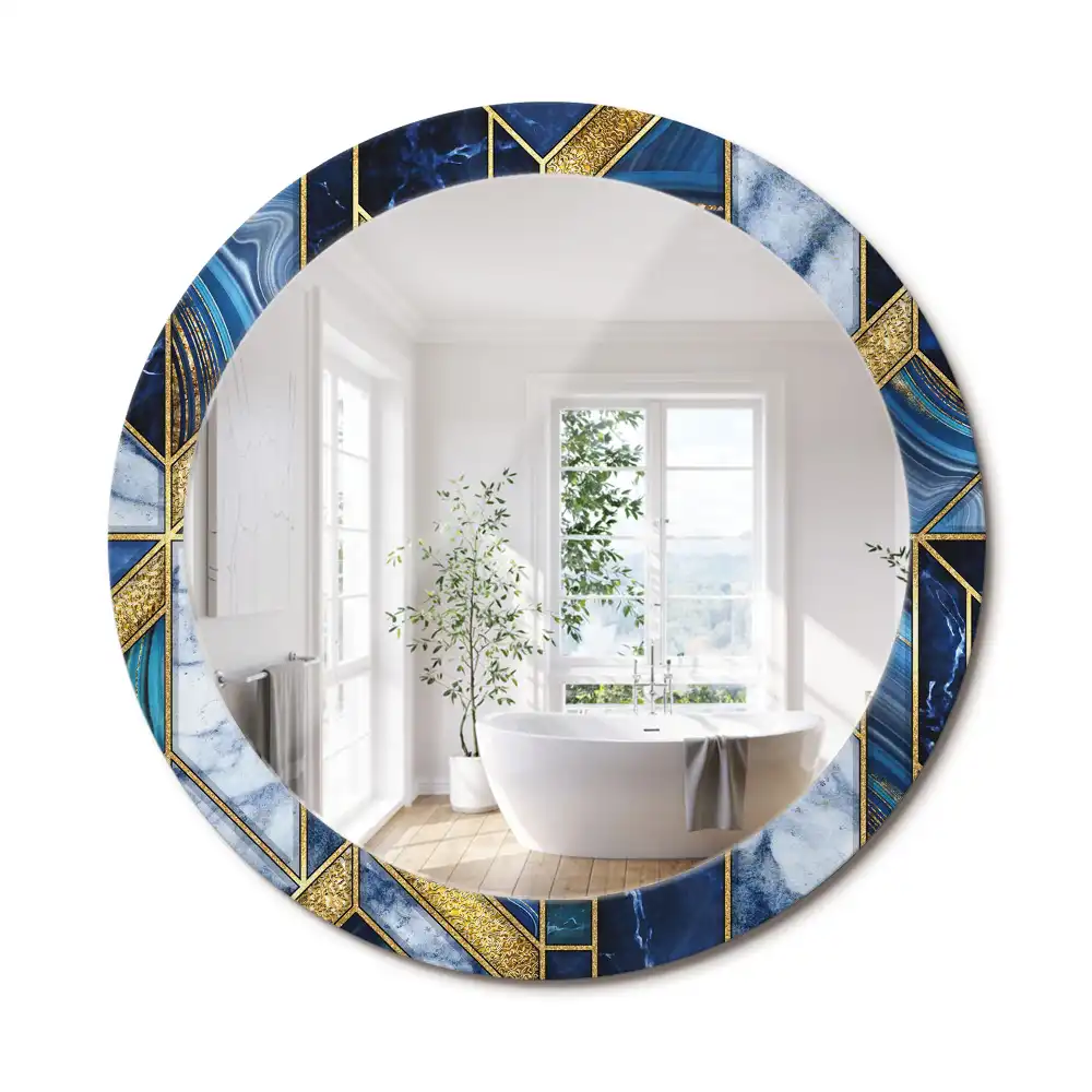 Miroir rond imprimé marbre moderne