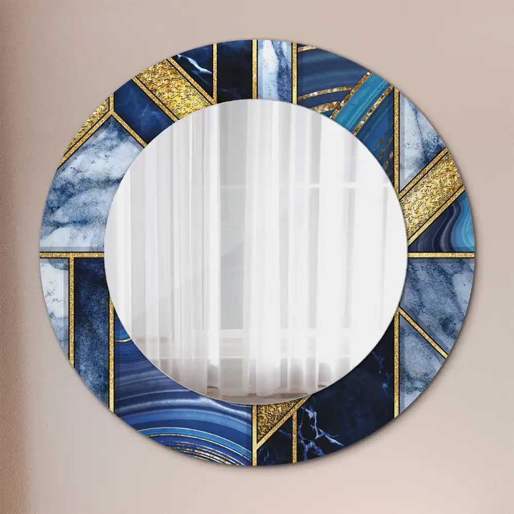 Miroir rond imprimé marbre moderne