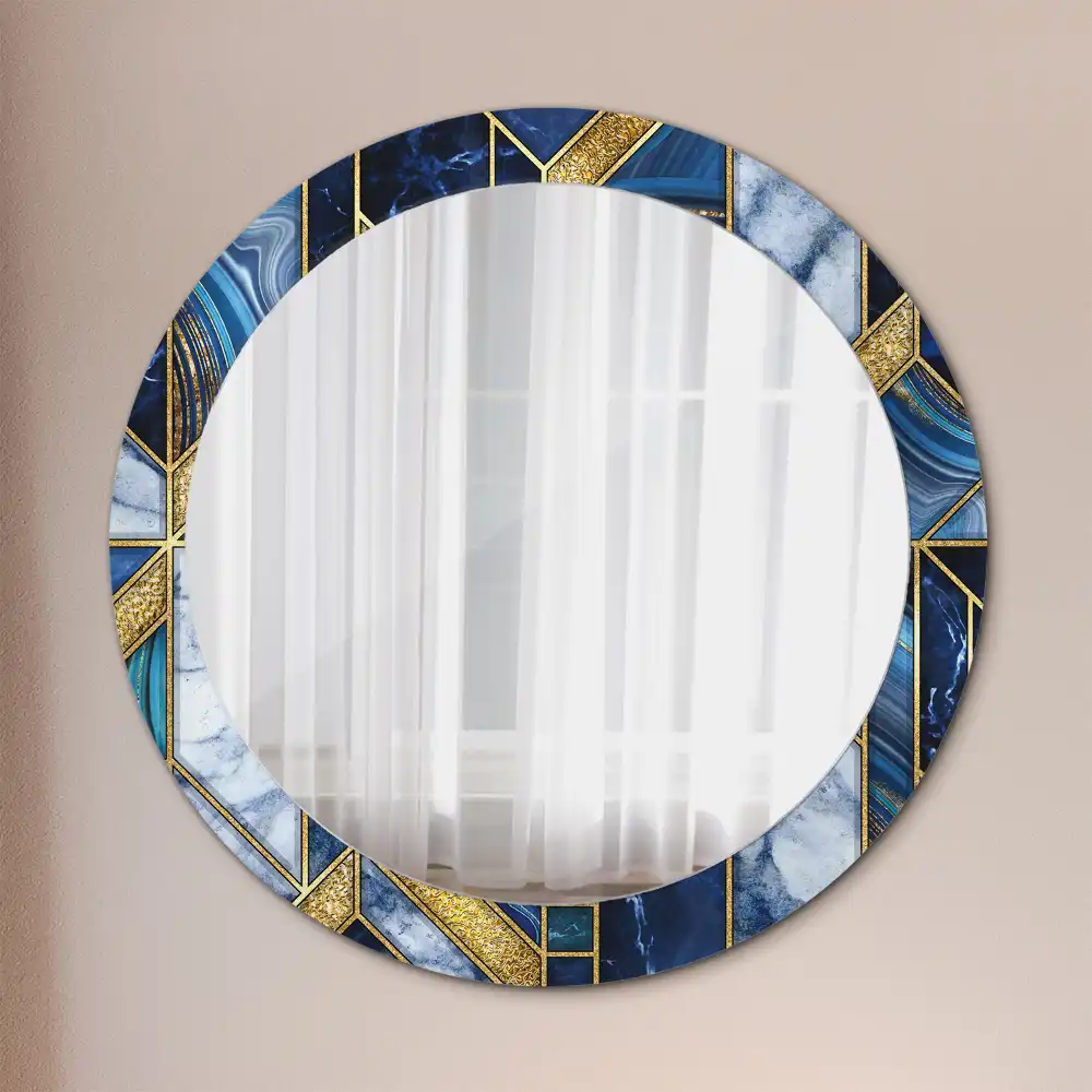 Miroir rond imprimé marbre moderne