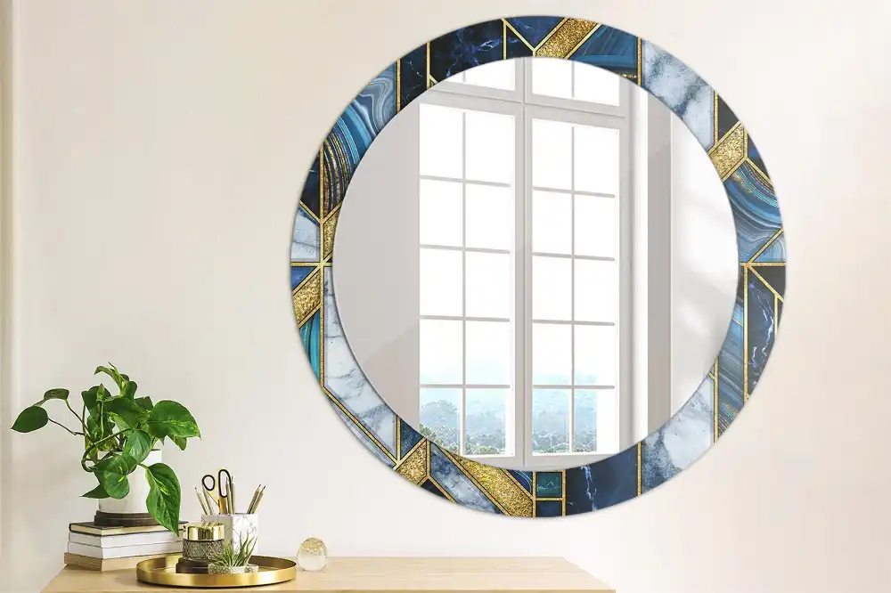 Miroir rond imprimé marbre moderne
