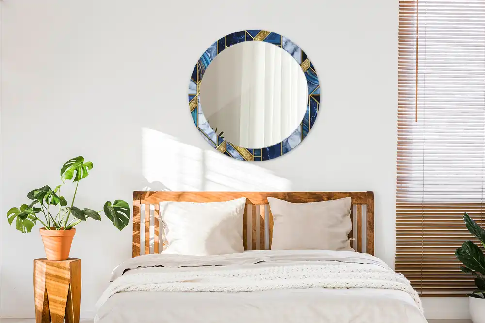 Miroir rond imprimé marbre moderne