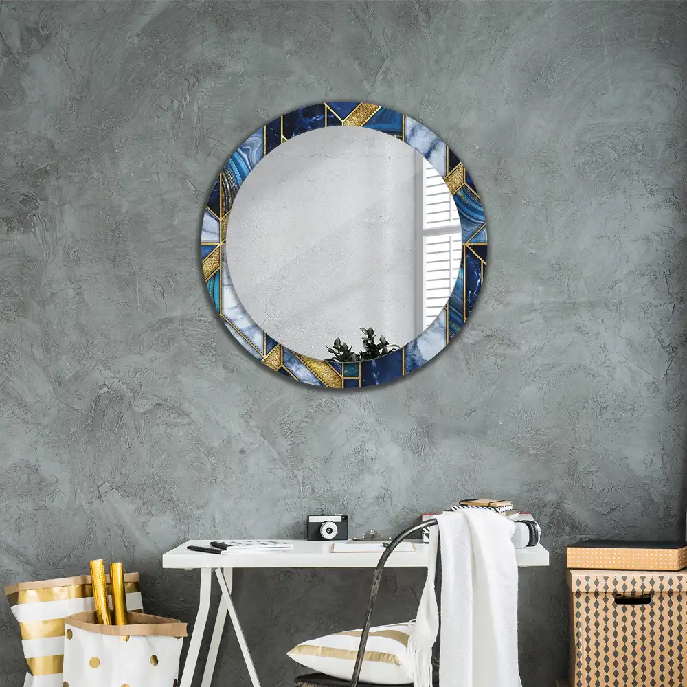 Miroir rond imprimé marbre moderne