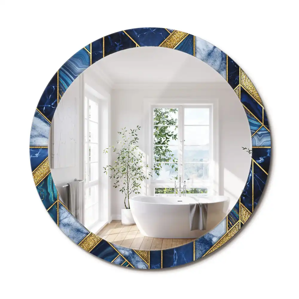 Miroir rond imprimé marbre moderne