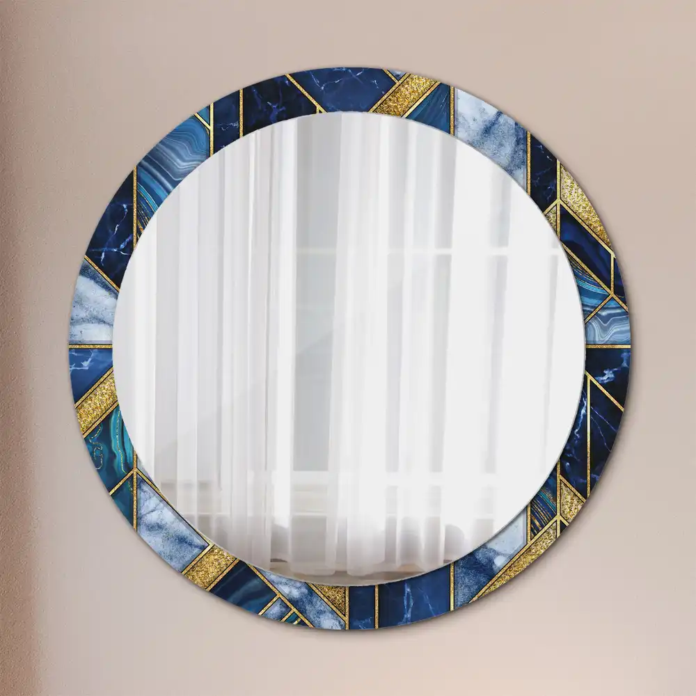 Miroir rond imprimé marbre moderne