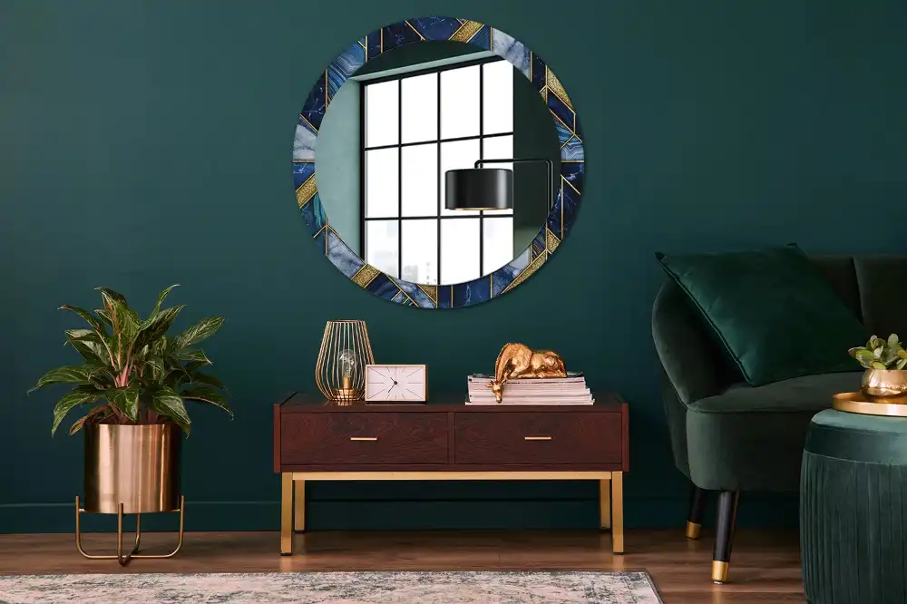 Miroir rond imprimé marbre moderne