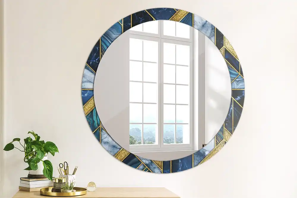 Miroir rond imprimé marbre moderne