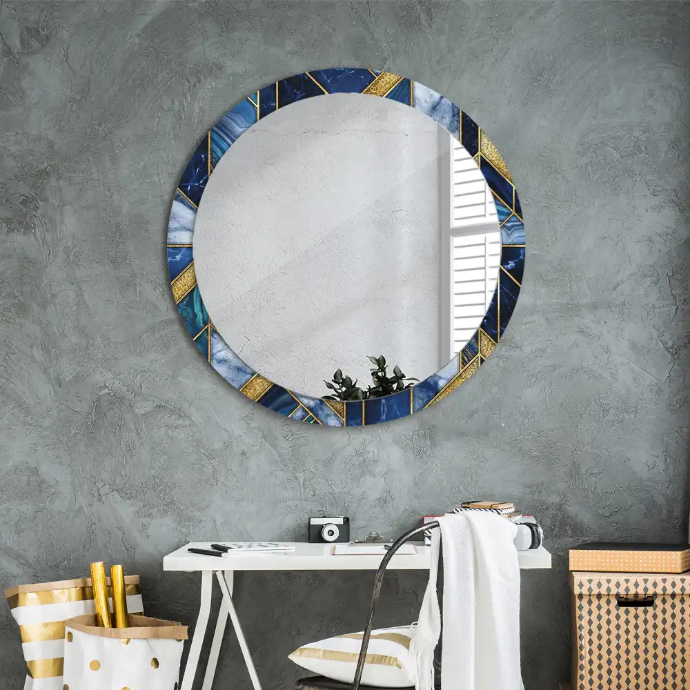 Miroir rond imprimé marbre moderne