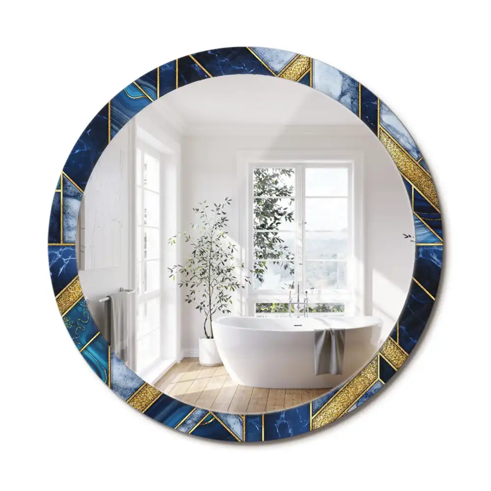 Miroir rond imprimé marbre moderne