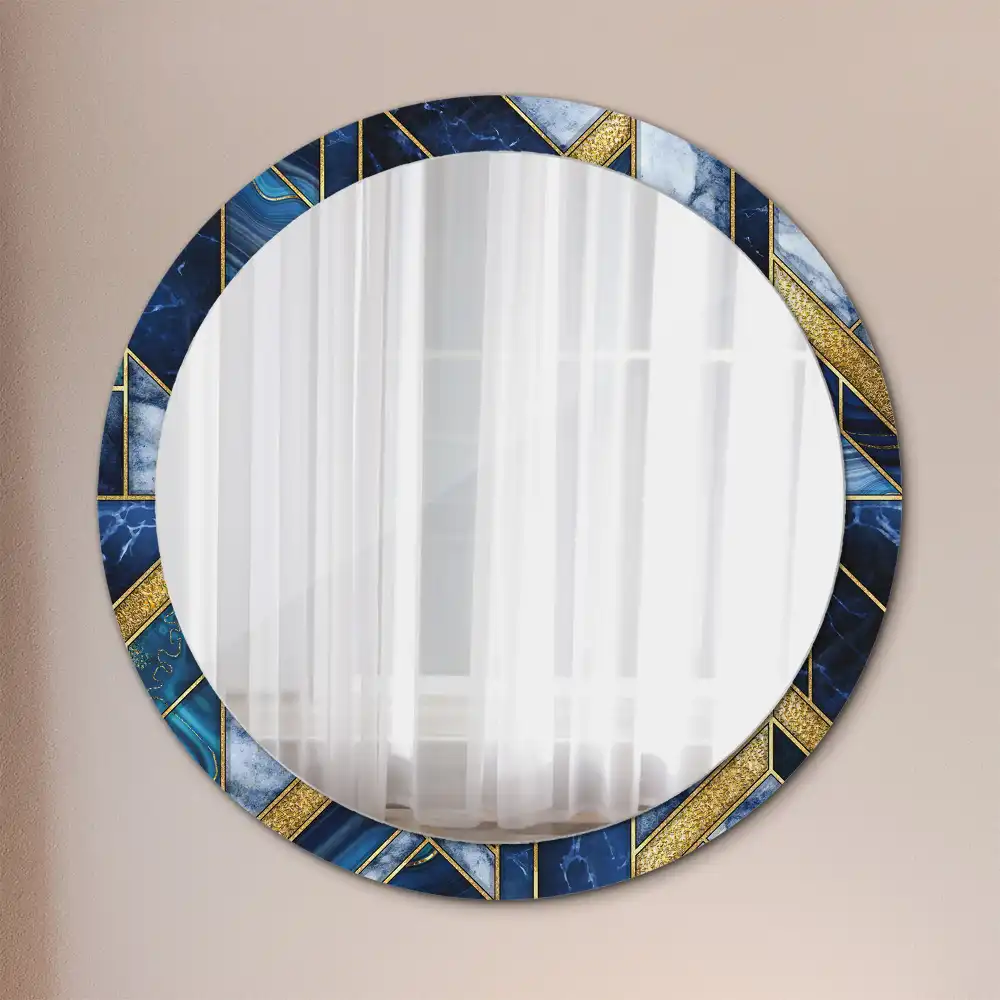 Miroir rond imprimé marbre moderne