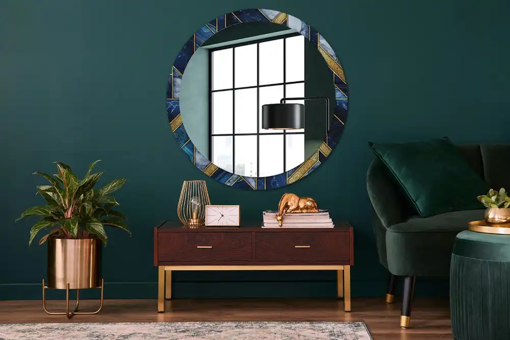 Miroir rond imprimé marbre moderne