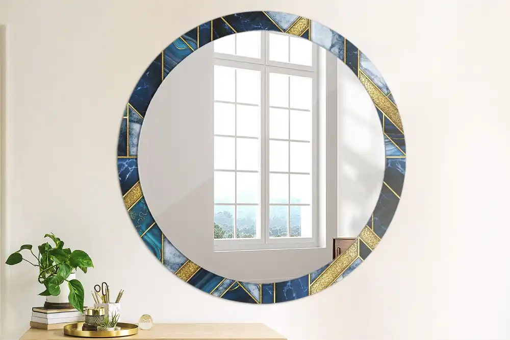 Miroir rond imprimé marbre moderne