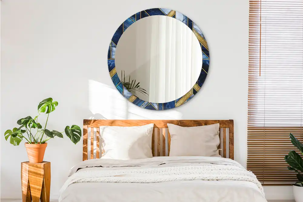 Miroir rond imprimé marbre moderne