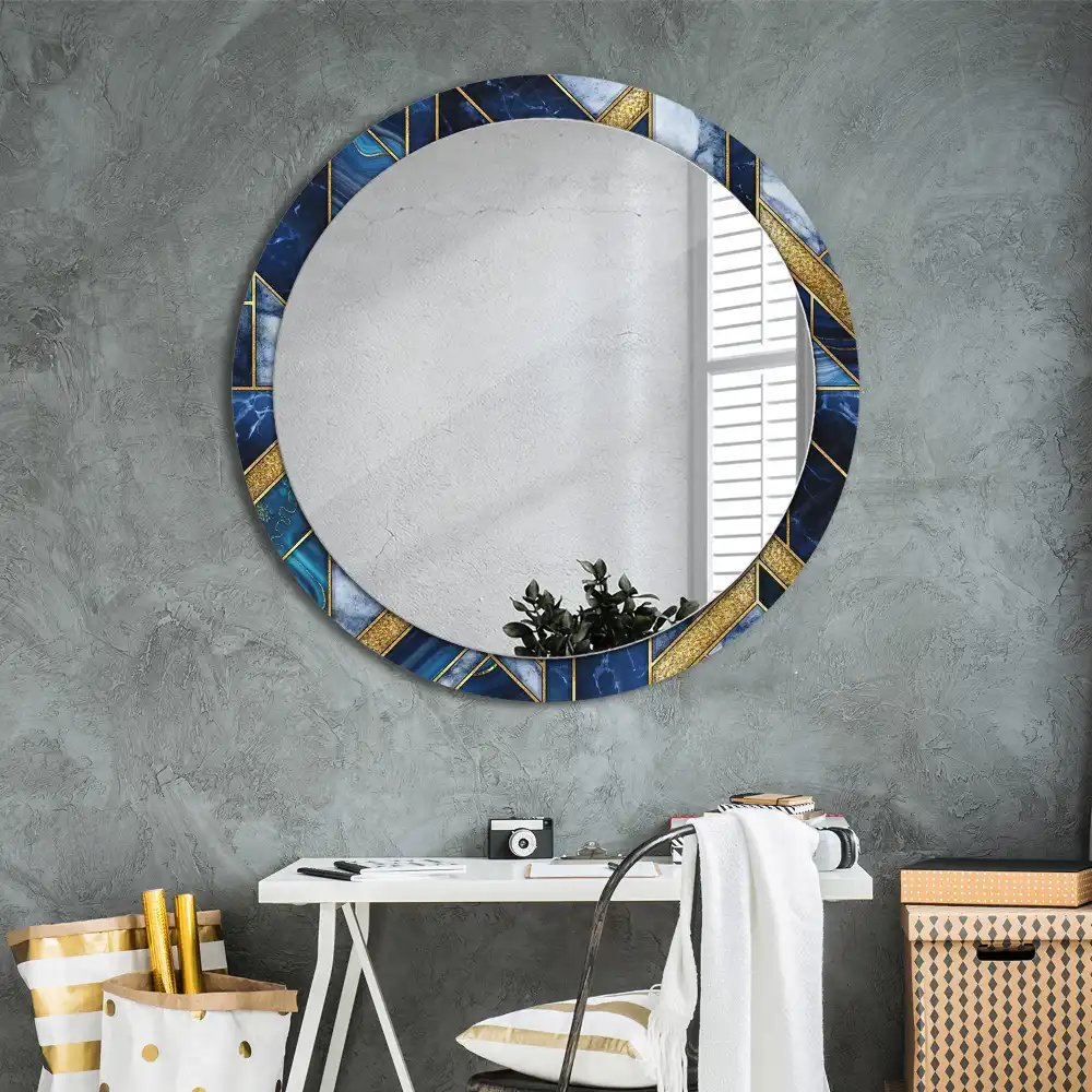 Miroir rond imprimé marbre moderne