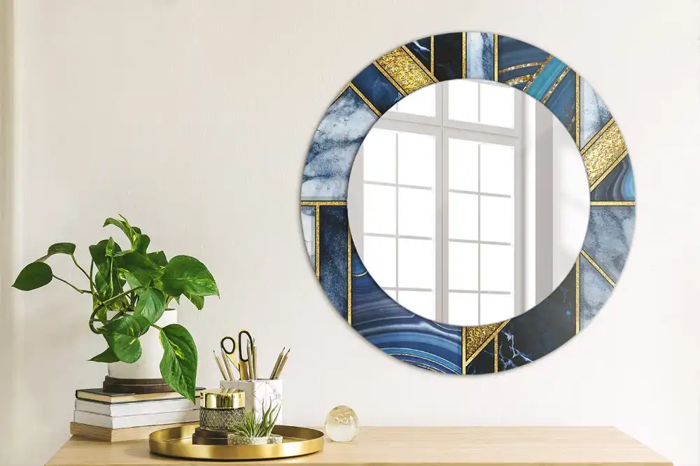 Miroir rond imprimé marbre moderne