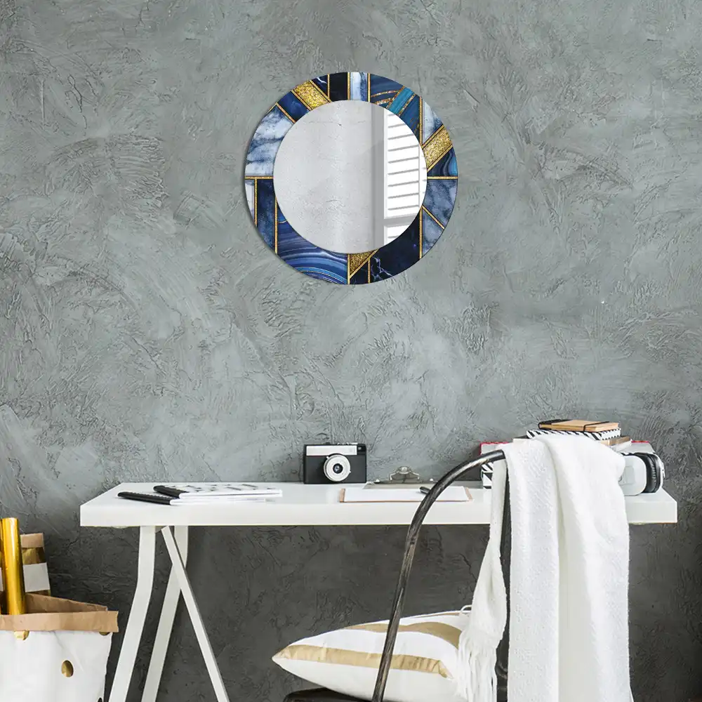 Miroir rond imprimé marbre moderne