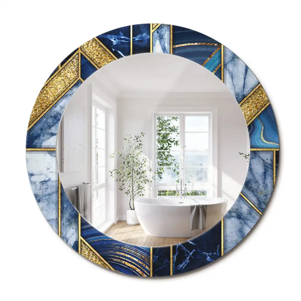 Miroir rond imprimé marbre moderne