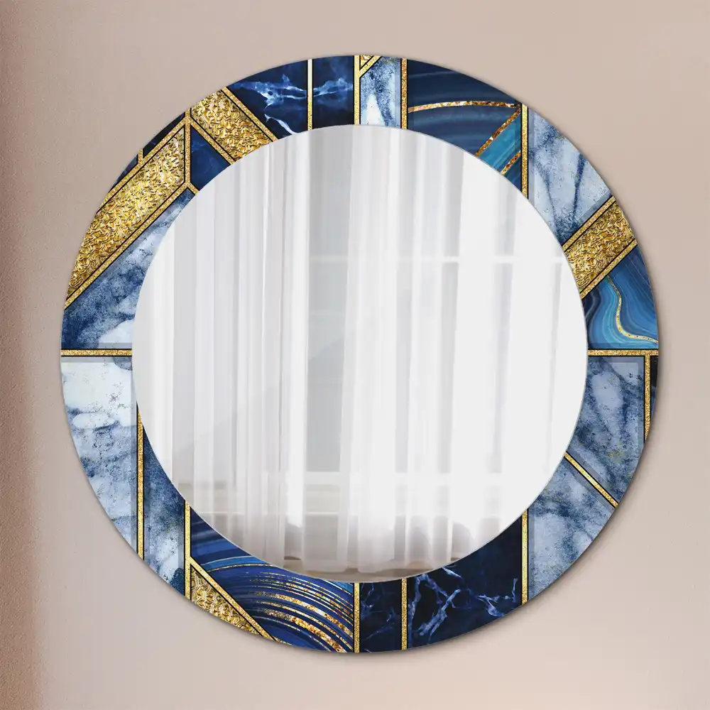 Miroir rond imprimé marbre moderne