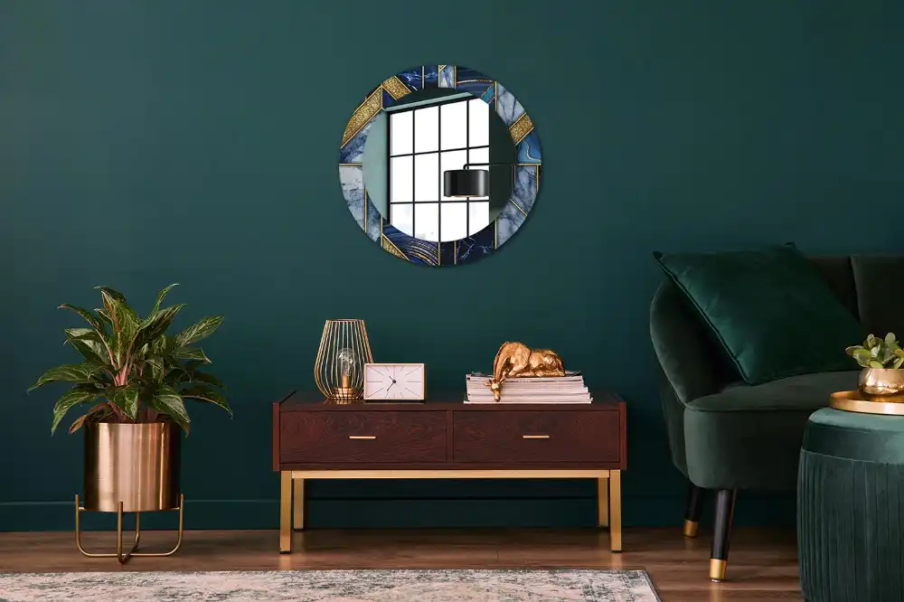 Miroir rond imprimé marbre moderne