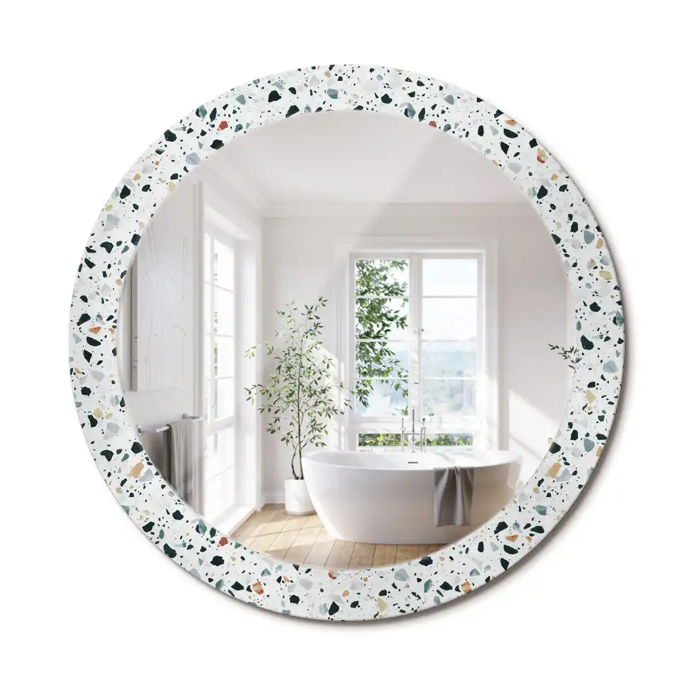 Miroir rond avec décoration pierre naturelle