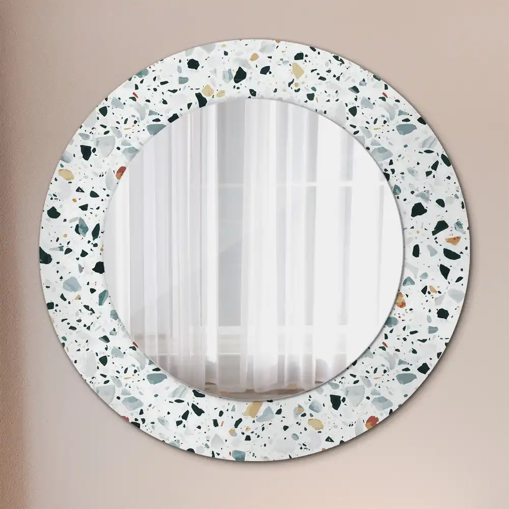 Miroir rond avec décoration pierre naturelle