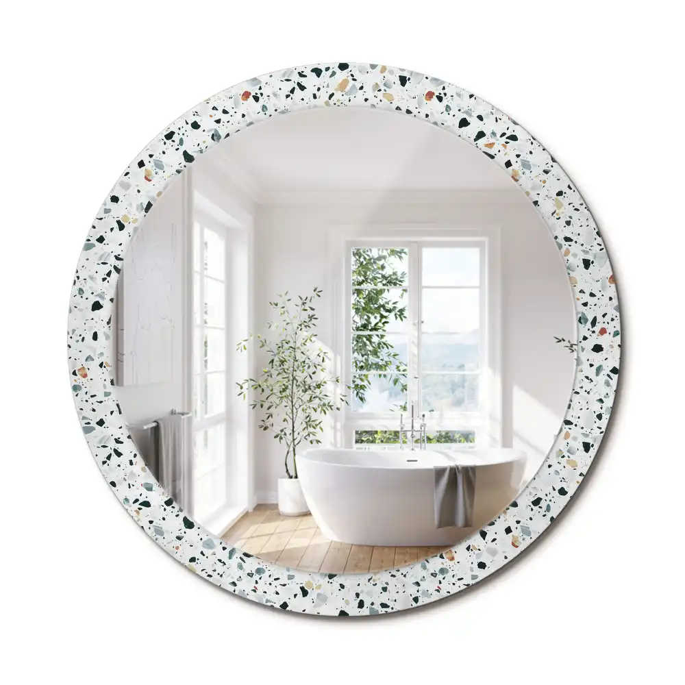 Miroir rond avec décoration pierre naturelle