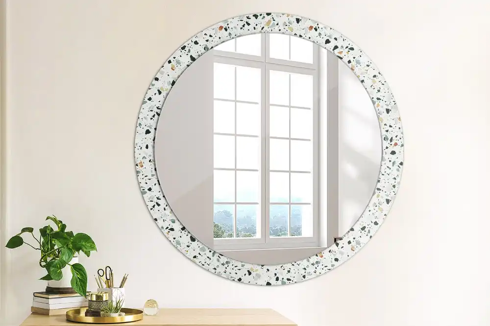 Miroir rond avec décoration pierre naturelle