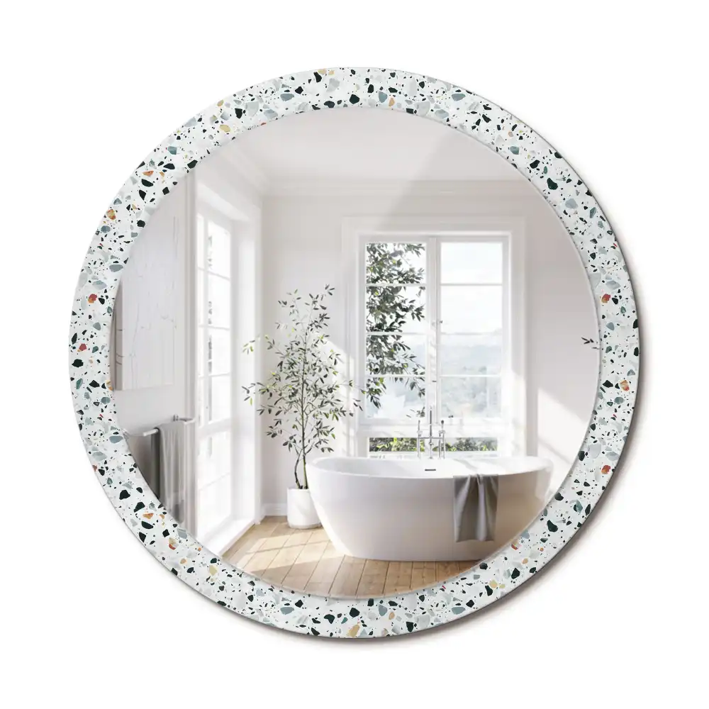 Miroir rond avec décoration pierre naturelle