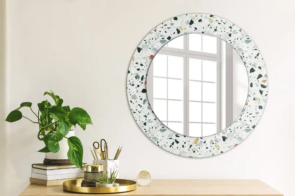 Miroir rond avec décoration pierre naturelle