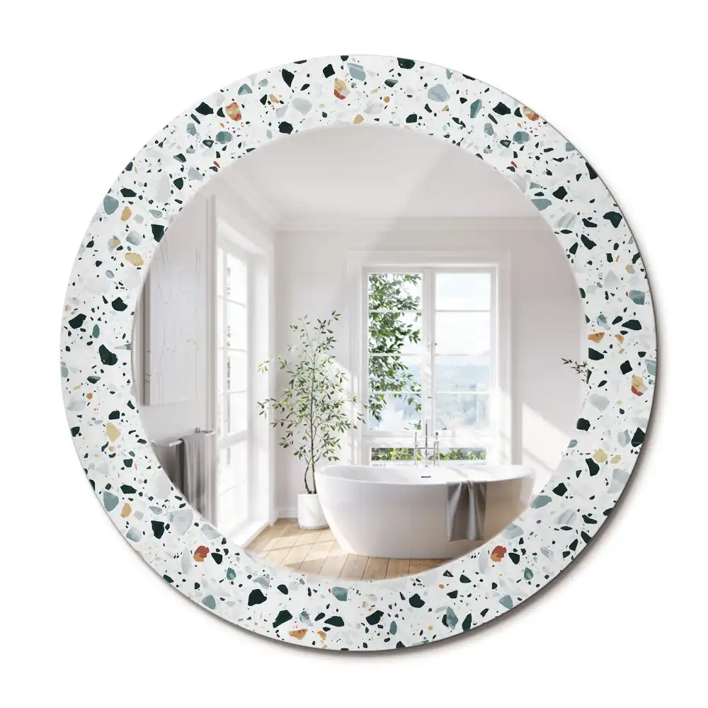 Miroir rond avec décoration pierre naturelle