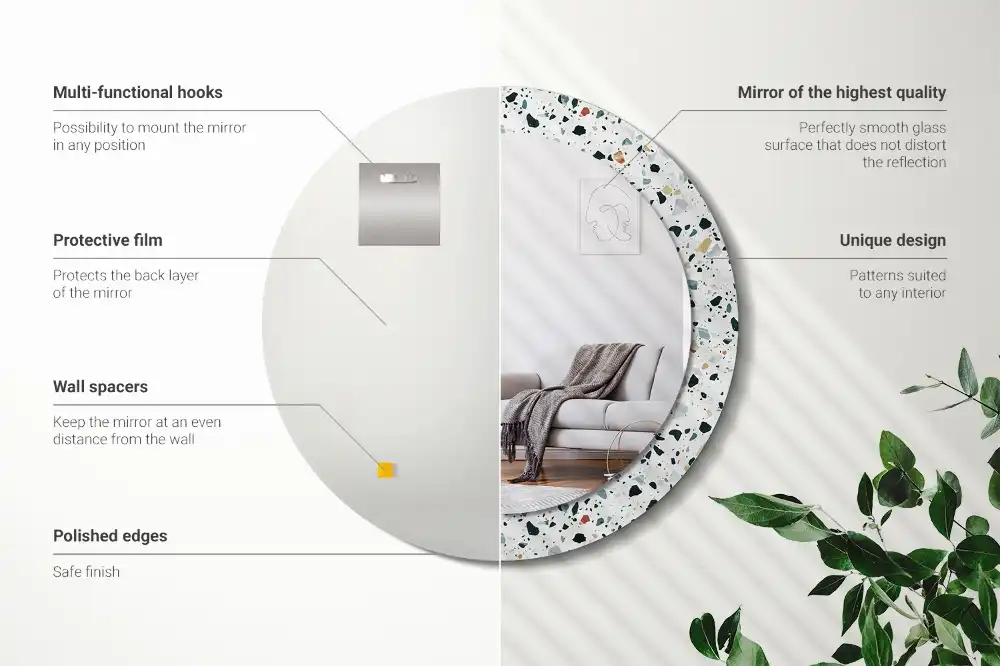 Miroir rond avec décoration pierre naturelle