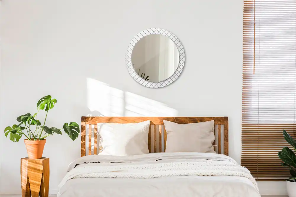 Miroir rond imprimé lignes transversales