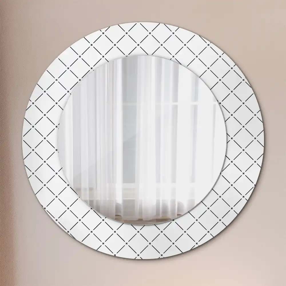 Miroir rond imprimé lignes transversales