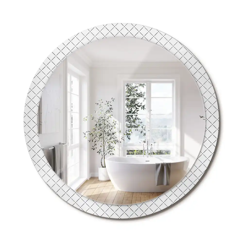 Miroir rond imprimé lignes transversales