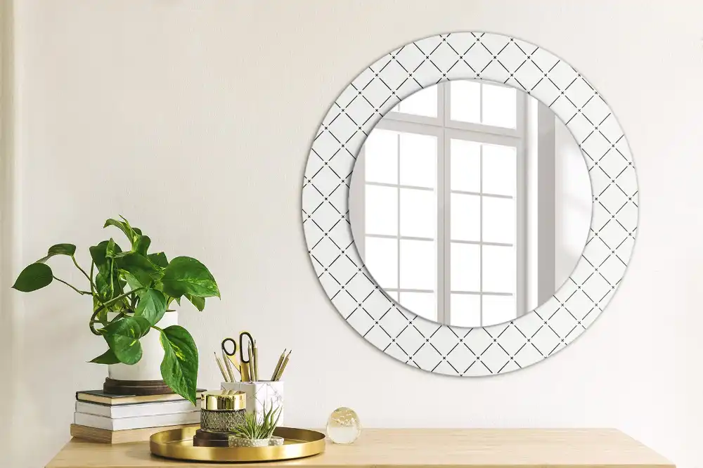 Miroir rond imprimé lignes transversales