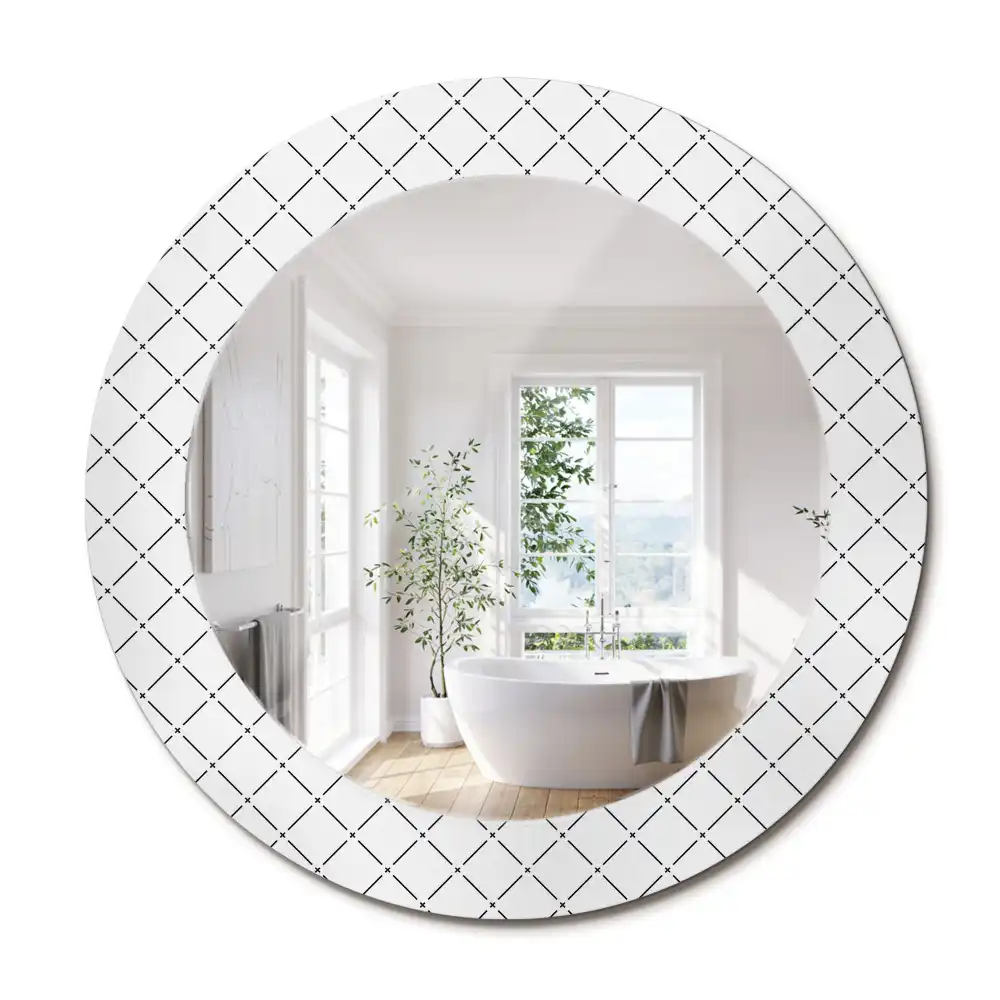 Miroir rond imprimé lignes transversales
