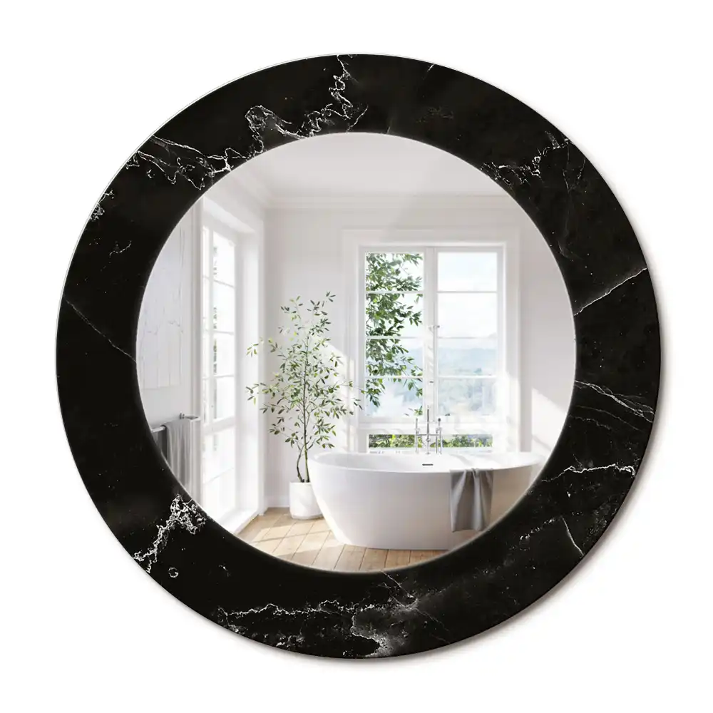 Miroir rond avec décoration pierre de marbre
