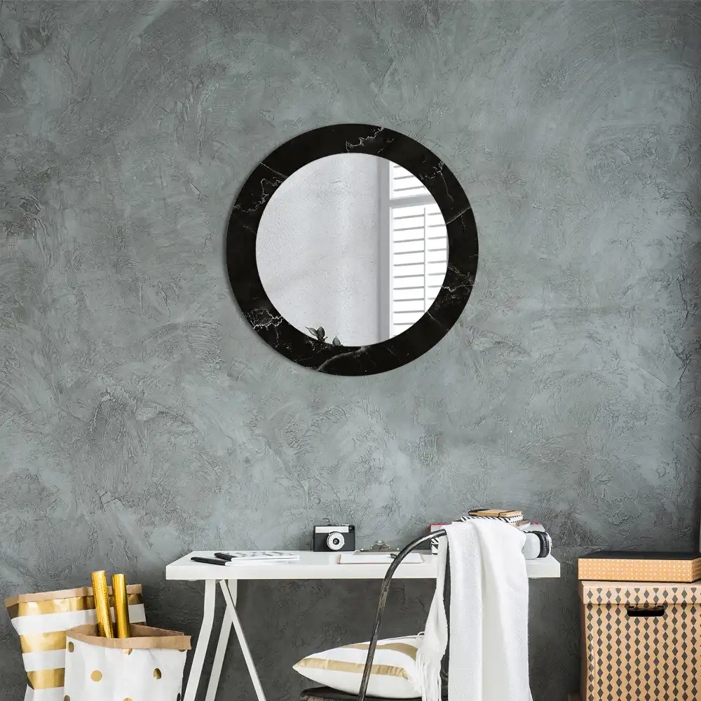 Miroir rond avec décoration pierre de marbre