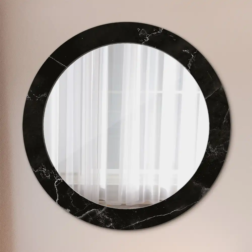 Miroir rond avec décoration pierre de marbre