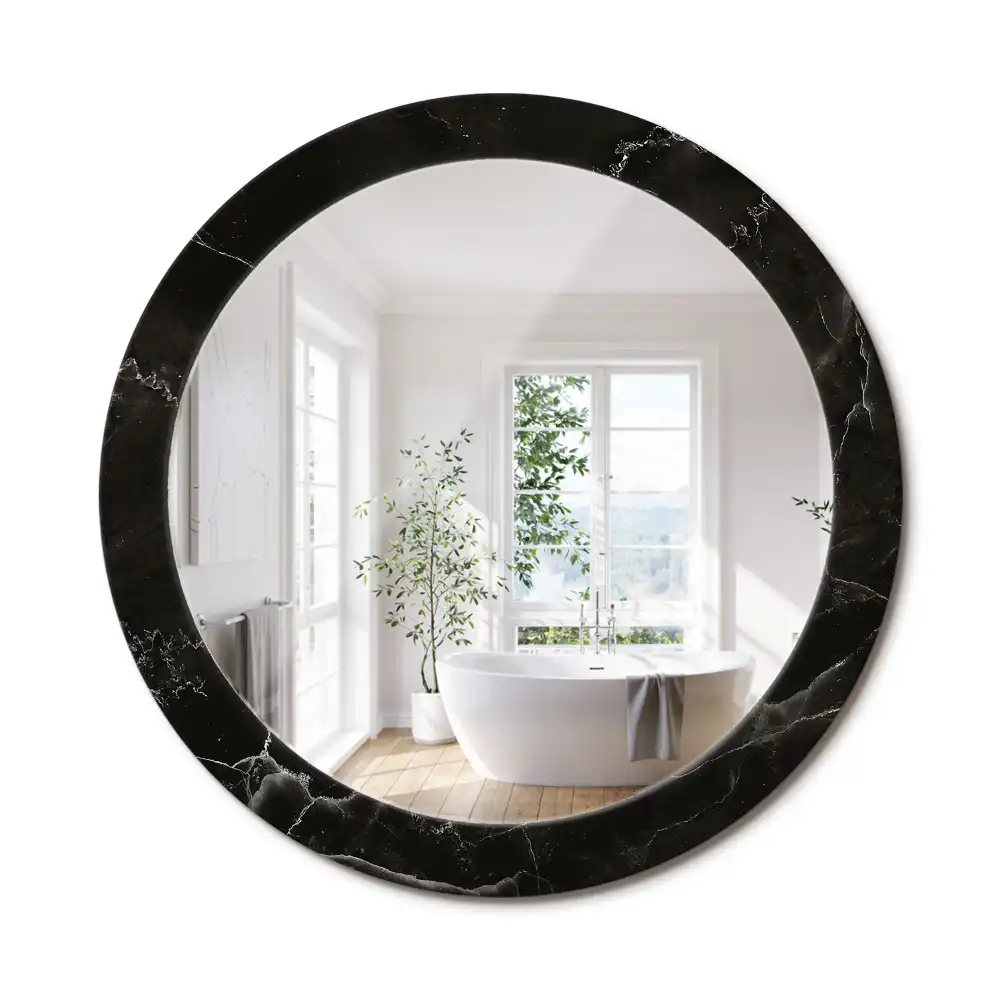 Miroir rond avec décoration pierre de marbre