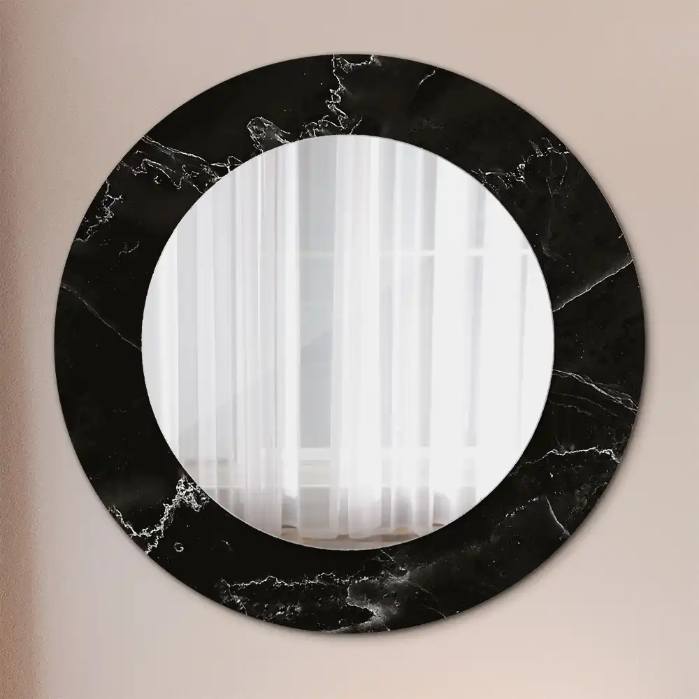 Miroir rond avec décoration pierre de marbre