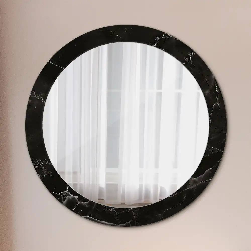 Miroir rond avec décoration pierre de marbre