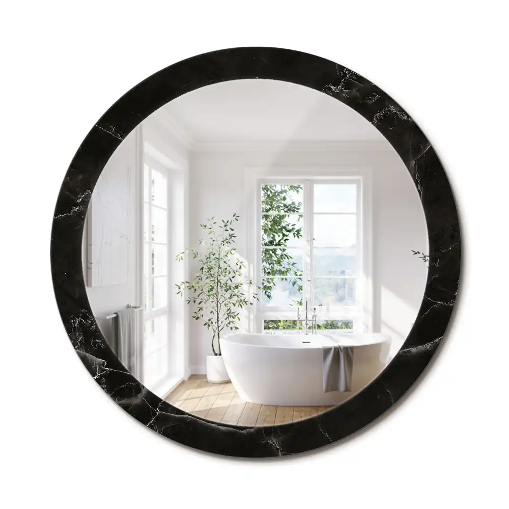 Miroir rond avec décoration pierre de marbre