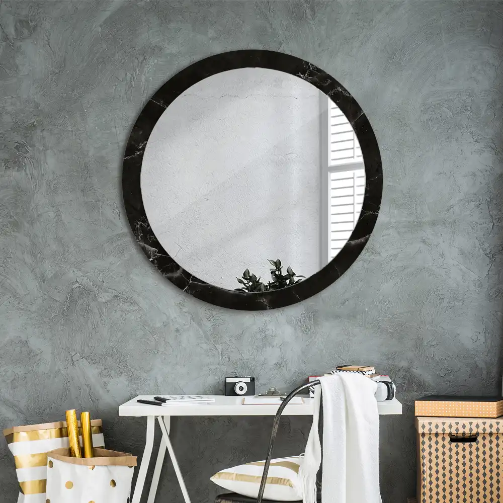 Miroir rond avec décoration pierre de marbre