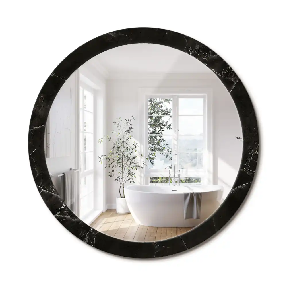 Miroir rond avec décoration pierre de marbre