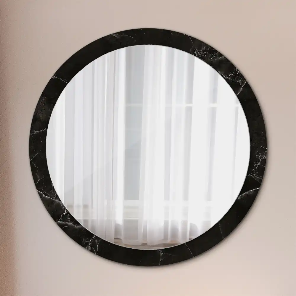 Miroir rond avec décoration pierre de marbre