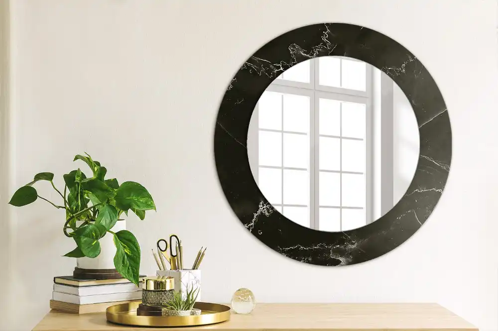 Miroir rond avec décoration pierre de marbre