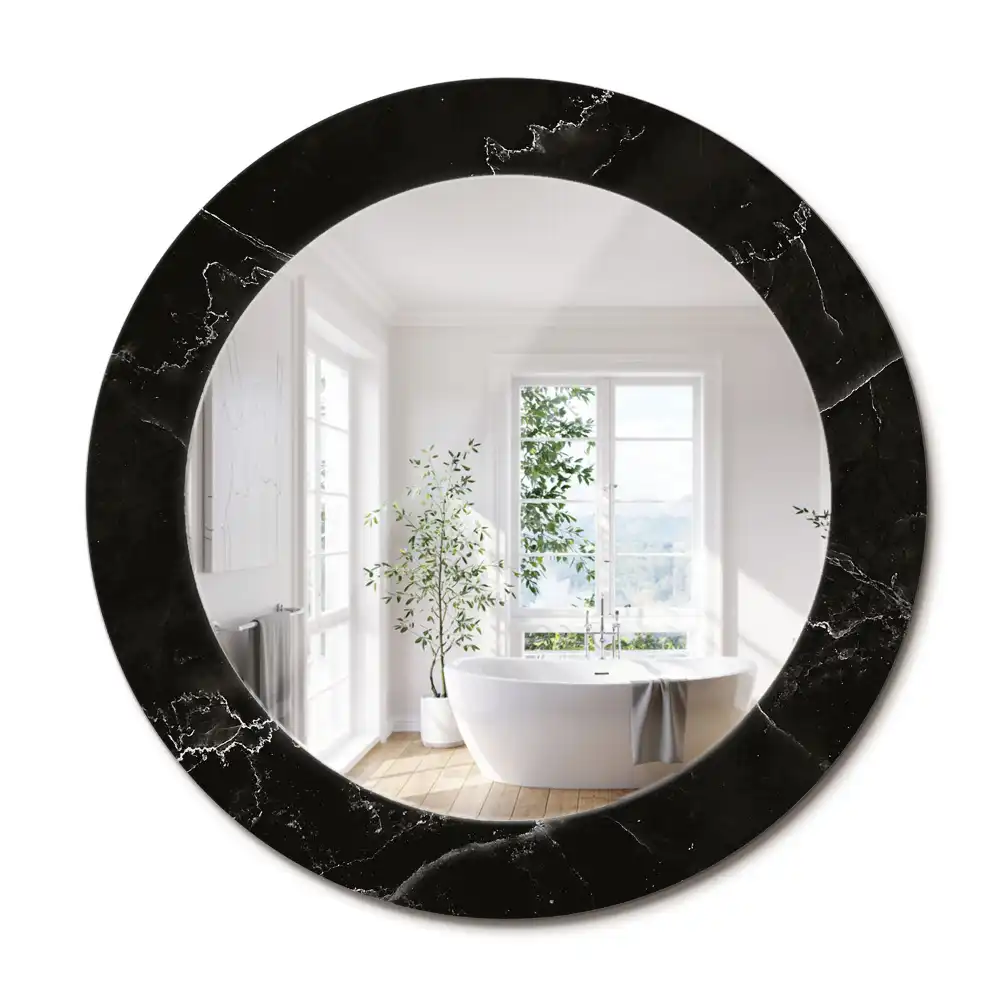 Miroir rond avec décoration pierre de marbre