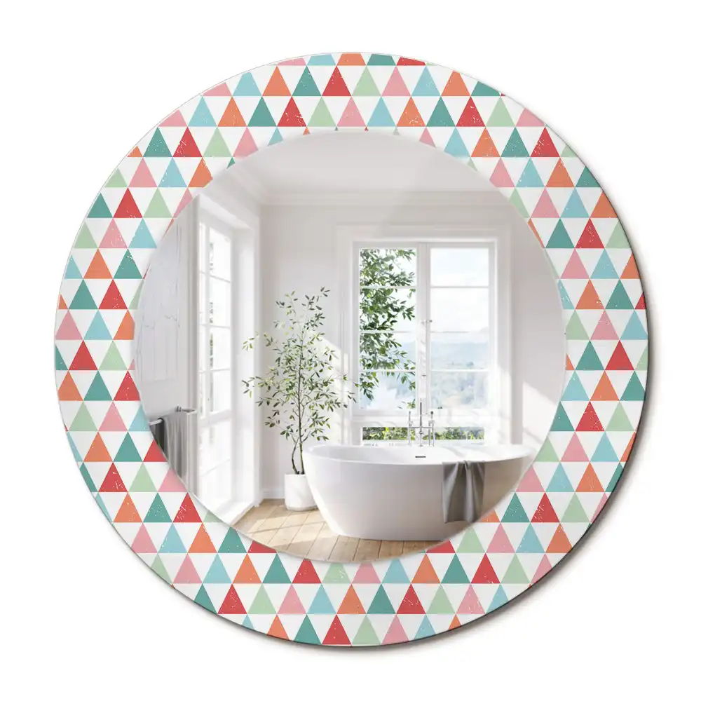Miroir rond avec décoration motif géométrique