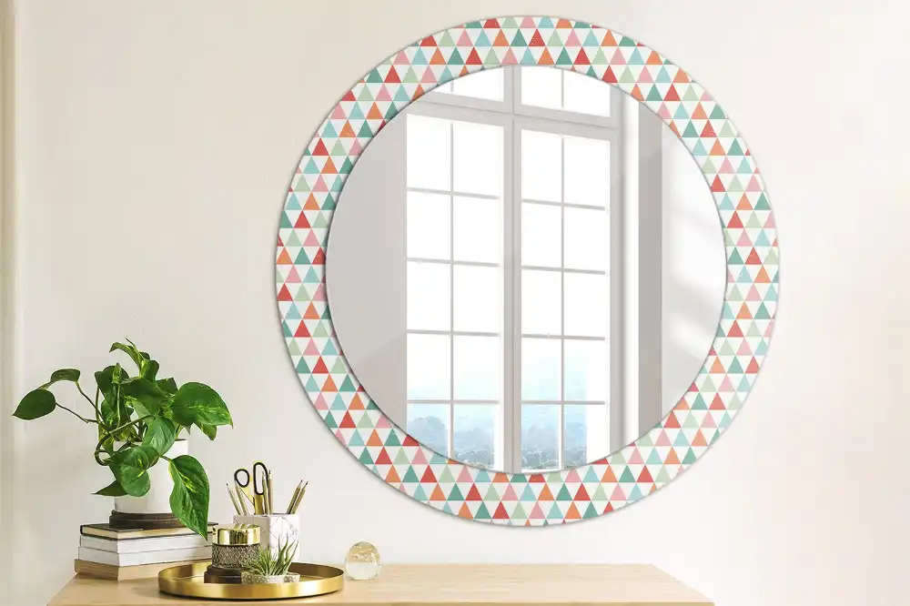 Miroir rond avec décoration motif géométrique
