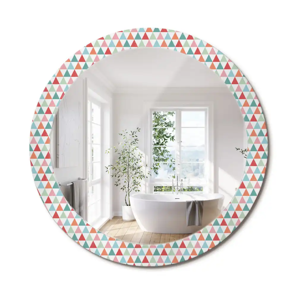 Miroir rond avec décoration motif géométrique